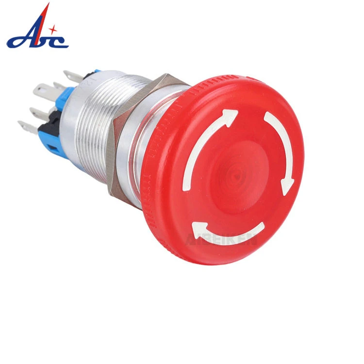 Electrical Plastic Waterproof 3 Pin Mushroom 22mm on off Latching or Momentary Emergency Stop Push Button